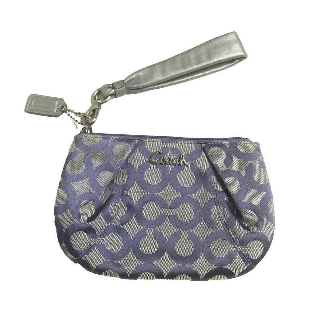 NWOT Coach Wristlet purple Op Art Signature logo Clutch Canvas Purse pouch Y2K